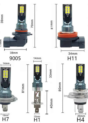 2Pcs Super Bright H4 H7 Led Bulb Car Headlight Motorcycle H1 H3 H8 H9 H11 Auto Fog Lamps 9005 9006 HB3 HB4 Light 12v 24V 80W