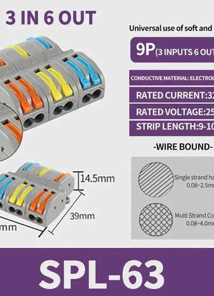 1 In Multiple Out Push-in Electrical Wire Connector Terminal Block Universal Fast Wiring Cable Connectors For Cable Connection