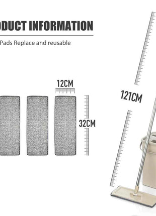 Hand Free Flat Floor Mop And Bucket Set For Professional Home Floor Cleaning System With Washable Microfiber Pads For Hardwood