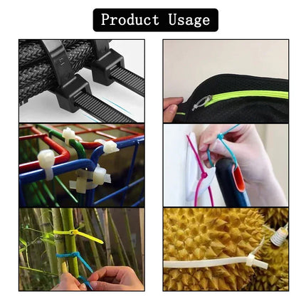 100/150/200mm fascette in Nylon nero fascette autobloccanti in plastica con cerniera in filo cinghie avvolgenti per cavi fai da te fissare l'organizzatore