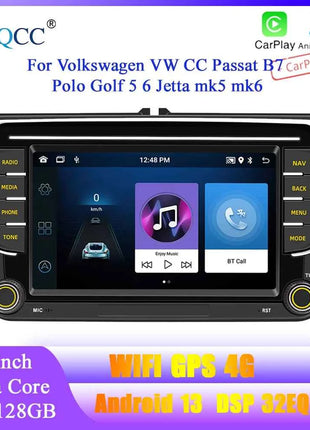 BQCC 7" Android 13 Octa Core Car Player Mirrorlink Carplay WIFI GRS For Volkswagen VW CC Passat B7 Polo Golf 5 6 Jetta mk5 mk6