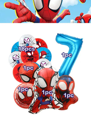 Set Decorazioni per Festa di Compleanno Spidey e Amici, Articoli per la Tavola, Bicchieri, Piatti, Palloncini, Striscione, Sacchetti Regalo, Decorazioni per Torte, Accessori per Bambini