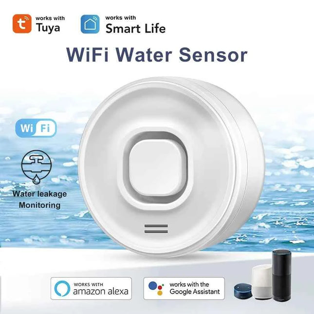 100DB Tuya WiFi Water Leakage Sensor Smart Home Water Leakage Detector Flood Alert Overflow Security Protection Via Smart Life