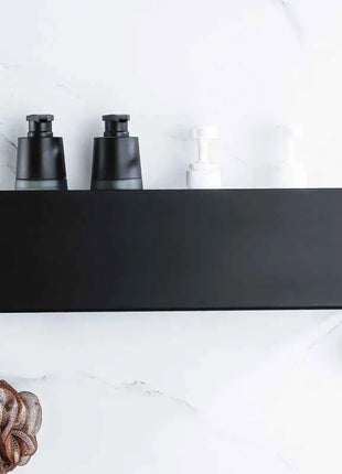 Black Bathroom Organizer Shelf With Hooks Aluminum Kitchen Decoration Shelves On Wall Shower Storage Rack Wall Mount