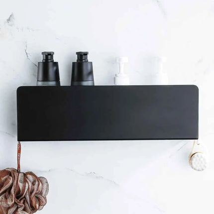 Black Bathroom Organizer Shelf With Hooks Aluminum Kitchen Decoration Shelves On Wall Shower Storage Rack Wall Mount