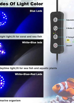 30W Aquarium LED Reef Light Dimmable Lighting Marine LED Fish Tank Light Can Timing Saltwater Light Aquarium LPS SPS Lighting