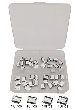 10 Pieces Micro USB 5 Pin Connector, SMD SMT Charging Port for Android Phones, Data and Charging Socket, DIY Repair Adapter