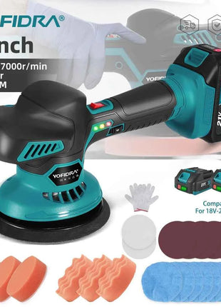 Lucidatrice Elettrica per Auto YOFIDRA 7000RPM 150MM, Utensile per Lucidatura, Levigatura e Ceratura Compatibile con Batteria Makita