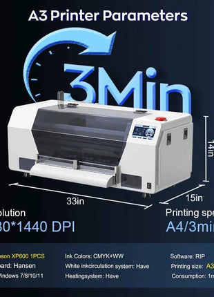 A3 DTF Printer/A3 XP600 DTF Printer/A4 L805 DTF Printer Printing Machine For T-shirt For Metal Wooden Direct Transfer Printer