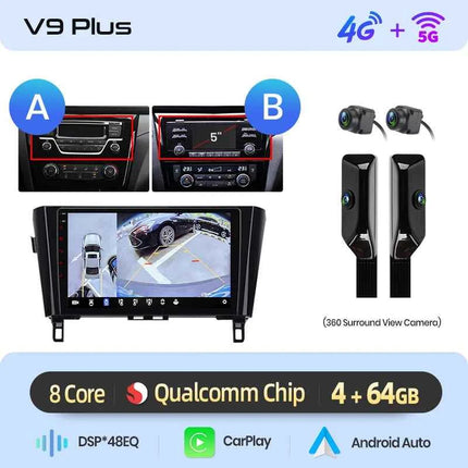 Junsun Qualcomm 8-Core 360° Panoramic Camera Wireless CarPlay Android Auto Car Radio for Nissan Qashqai J11 X-Trail 3 2013-2017