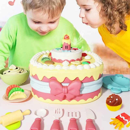 Plastilina fai da te per bambini che modellano set da forno in argilla polimerica Mat Candy Cake Kitchen Pretend Play Toy Girl Kid Birthday Gift