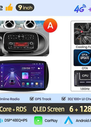 Junsun 8 Core Wireless CarPlay Android Auto Car Radio For Mercedes Benz Smart 453 Fortwo 2014-2020 4G WiFi GPS Navigation Stereo