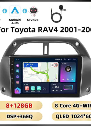 Podofo 8Core 2Din Car Stereo For Toyota RAV4 2001-2006 Multimedia Player WIFI 4G AI Voice BT Carplay Android Car Radio RDS