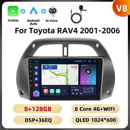 Podofo 8Core 2Din Car Stereo For Toyota RAV4 2001-2006 Multimedia Player WIFI 4G AI Voice BT Carplay Android Car Radio RDS