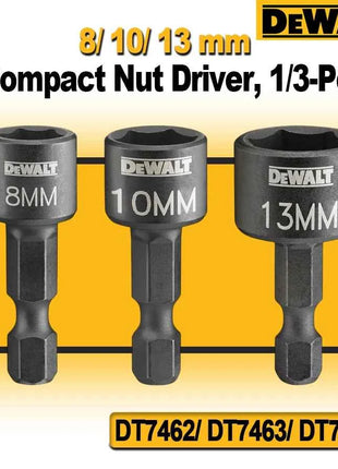 DeWalt 8/10/13mm Cacciavite compatto Accessori per elettroutensili da 1/3 pezzi N59743/ N59728/ N59743 Presa magnetica esagonale
