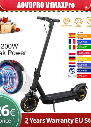 AOVOPRO V1MAX PRO 1200W Electric Scooter 45KM Max Range 35KM/H 500W Motor Power 42V14.5AH Folding Electric Scooter for Adults