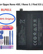 4300mAh BLP811 Original Battery For Oppo Find X3 Lite CPH2145 / Reno4 SE PEAT00 PEAM00 / Reno 5 Reno5 5G PEGM00 PEGT00 Bateria