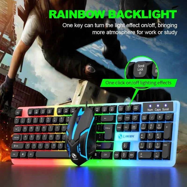 NG GTX350 Gaming Keyboard Mouse Combos Computer Laptop Backlight Gamer Kit LED Wired Usb Keyboard GTX350 Set-Black