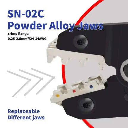 SN-02C Strumento di crimpatura manuale 0.5-2.5 mm² Pinza a cricchetto regolabile 280 pezzi Kit di assortimento