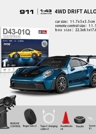 Professional 1:43 RC Drift Car with ESP Gyroscope Full Proportional Control 4WD Metal Body 2 Sets Tires for Realistic Drifting