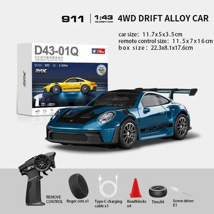 Professional 1:43 RC Drift Car with ESP Gyroscope Full Proportional Control 4WD Metal Body 2 Sets Tires for Realistic Drifting