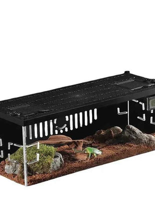 Acrylic Reptile Breeding Box with LED Lizards Snakes Winter Incubator with Heating Pads Reptiles Feeding Box Anti-escape Cages