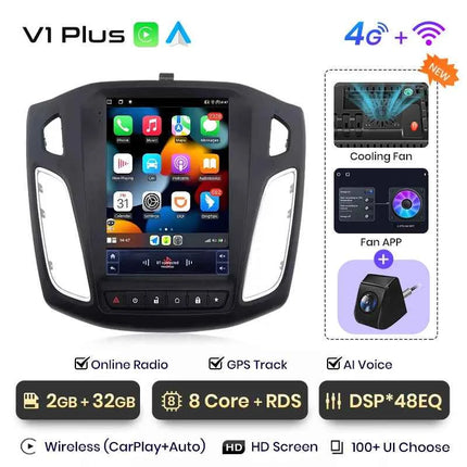 Junsun 9.7'' For Tesla Style Android Car Radio For Ford Focus 3 MK 3 2011-2019 Carplay Auto Stereo Multimedia Player 2Din 4G DSP