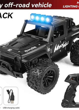 1:16 High Speed Off-Road Alloy RC Cars Police Truck Jeep with Music Sound and LED Lights 2.4G Remote Control Cars Outdoor Toy