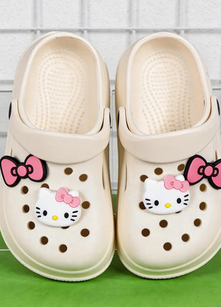 Pantofole per bambini con fiocco Hello Kitty, sandali estivi leggeri e traspiranti per bambine, scarpe da spiaggia