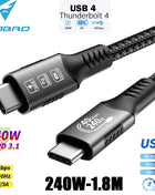 Cavo Thunderbolt 4 di tipo C 40 Gbps 8K 60 Hz Standard USB4 USB C PD3.1 QC4.0 240 W Ricarica rapida per Huawei Iphone 15 MacBook Pro