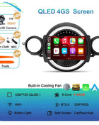 Android16 Radio Qled For BMW MINI Cooper R56 R60 2007 - 2014 Car intelligent systems Navigation GPS Carplay Android auto WIFI+5G