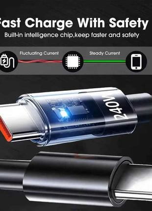 Cavo in nylon da 240 W Cavo di ricarica super veloce USB tipo C per Samsung Xiaomi Huawei Honor Display digitale a LED Cavo dati per caricabatterie rapido