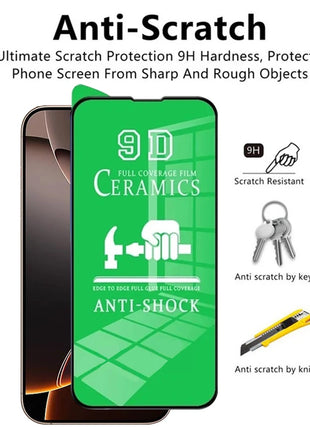 4PCS Clear Ceramic Film for iPhone 17 16 15 14 11 13 12 Pro Max Air 16e 15 14 16 Plus 13 12 Mini XS Max XR X 8 Screen Protector