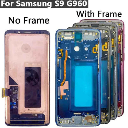 Display AMOLED per SAMSUNG Galaxy S9 G960 Display Touch Screen Digitizer Assembly G960F/DS OLED LCD con sostituzione del telaio