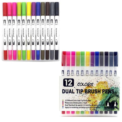 Set Pennarelli Manga Dual Tip 12/24/36/120 Colori Acquerello Fineliner per Calligrafia e Arte