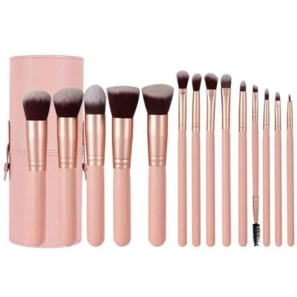 14 PCS Makeup Brush Set With Illuminated Mirror Portable Short Handle LED Light USB Rechargeable Makeup Brushes Kit