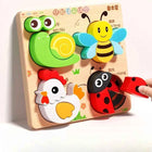 Montessori Cartoon 3D Wooden Puzzle Animal Traffic Jigsaw Toys for Kids Early Learning Educational Cognitive Game Children Gifts