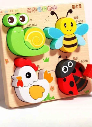 Montessori Cartoon 3D Wooden Puzzle Animal Traffic Jigsaw Toys for Kids Early Learning Educational Cognitive Game Children Gifts