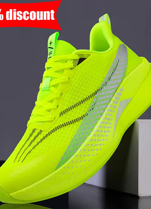 Men's breathable lace-up athletic shoes, comfortable for daily fitness, elastic jogging shoes, specialized for outdoor training.