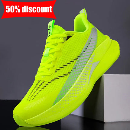 Scarpe sportive da uomo traspiranti con lacci, comode per il fitness quotidiano, scarpe da jogging elastiche, specializzate per l'allenamento all'aperto.