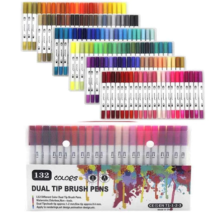 Set Pennarelli Manga Dual Tip 12/24/36/120 Colori Acquerello Fineliner per Calligrafia e Arte