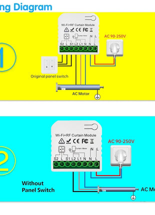 Interruttore per tende Wifi Rf Tuya Smart Life Modulo per tapparella 433 mhz 5-IN-1 Telecomando, per tende per porte e finestre del garage Alexa