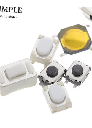 100/200/250 Pcs 10 Types Miniature Momentary Tactile Push Button Switch Trigger Combined Kit Suitable for Car Remote Key with Pl