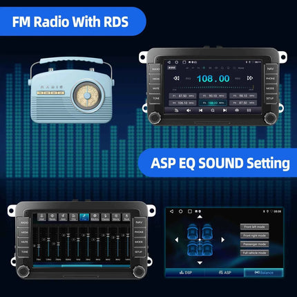 ESSGOO 7" Android 14 4+64G Wireless CarPlay Car Stereo Radio for VW Golf 5 6 Passat Polo Touran Tiguan Caddy GPS Navi RDS FM BT