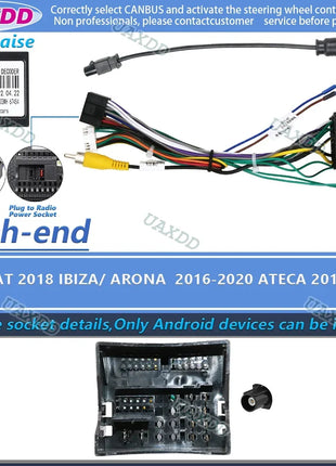 Per SEAT 2009-2013 Ibiza 2018 ARONA 2018 ATECA 2004-2015 ALTEA 2005-2012 2018 Leon 2 Din CD Auto cablaggio decodificatore canbus box
