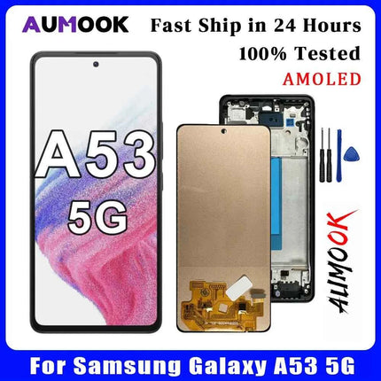 Display AMOLED per Samsung A53 5G, Schermo LCD Touch Screen Digitizer Assembly per Samsung A53 A536, Parti di Ricambio per Schermo