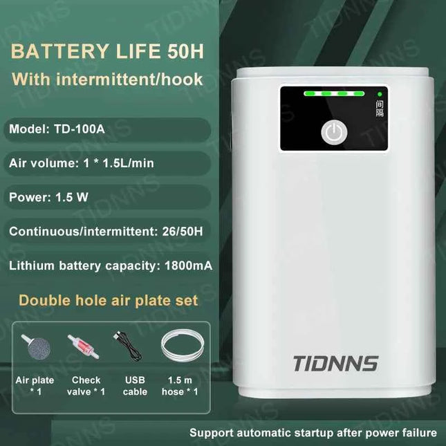 Aquarium Fish Tank Oxygen Pump Charging Dual-Purpose Air Pump Usb Lithium Battery Household Portable Fishing Mute 6000mA Outdoor