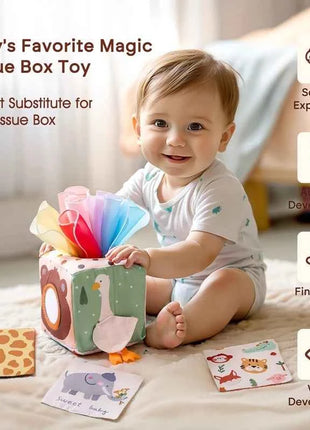 Giocattoli Montessori per bambini Scatola di fazzoletti magici Esercizio con le dita Tavola occupata Attività di apprendimento educativo Giocattoli sensoriali per bambini Gioco per bambini