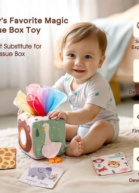 Giocattoli Montessori per bambini Scatola di fazzoletti magici Esercizio con le dita Tavola occupata Attività di apprendimento educativo Giocattoli sensoriali per bambini Gioco per bambini