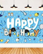 Nuovo cartone animato simpatico cane decorazione festa di compleanno kit cani blu tema buon compleanno piatti tovaglioli tazze stoviglie forniture per bambini